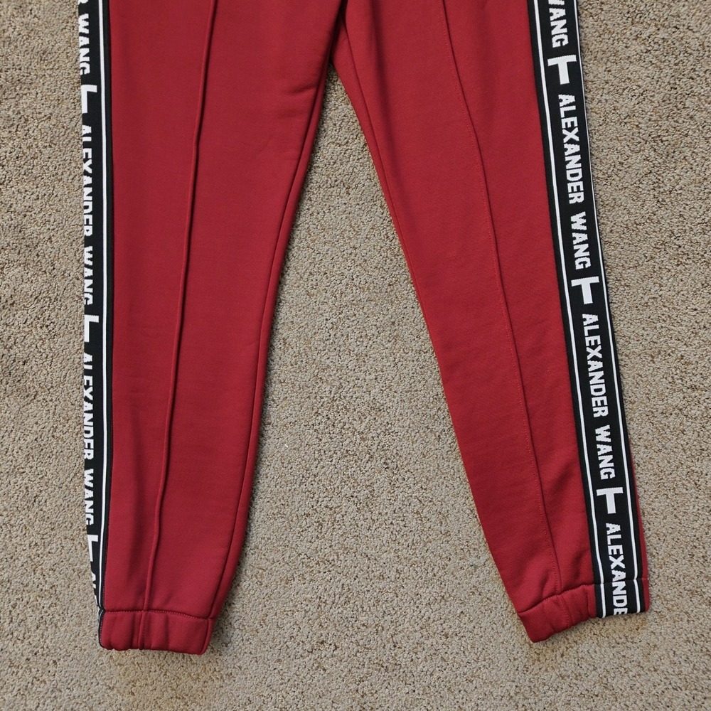 Alexander Wang Designer Track Pants Logo Joggers‎ Red Womens Size Small - Picture 4 of 12